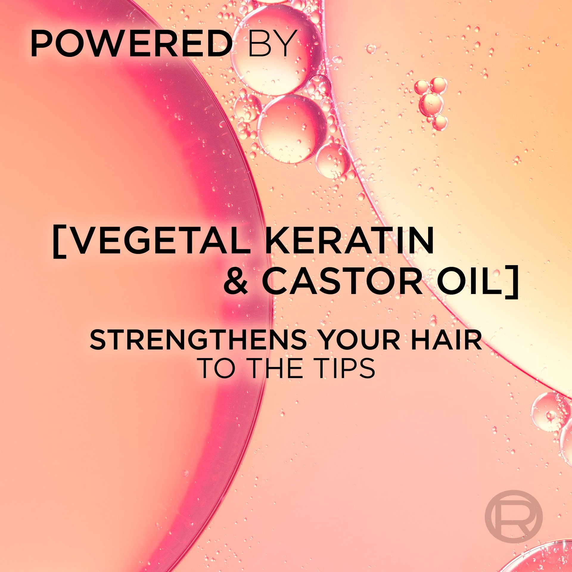 Keratin molecule and castor oil to strengthen hair down to the ends